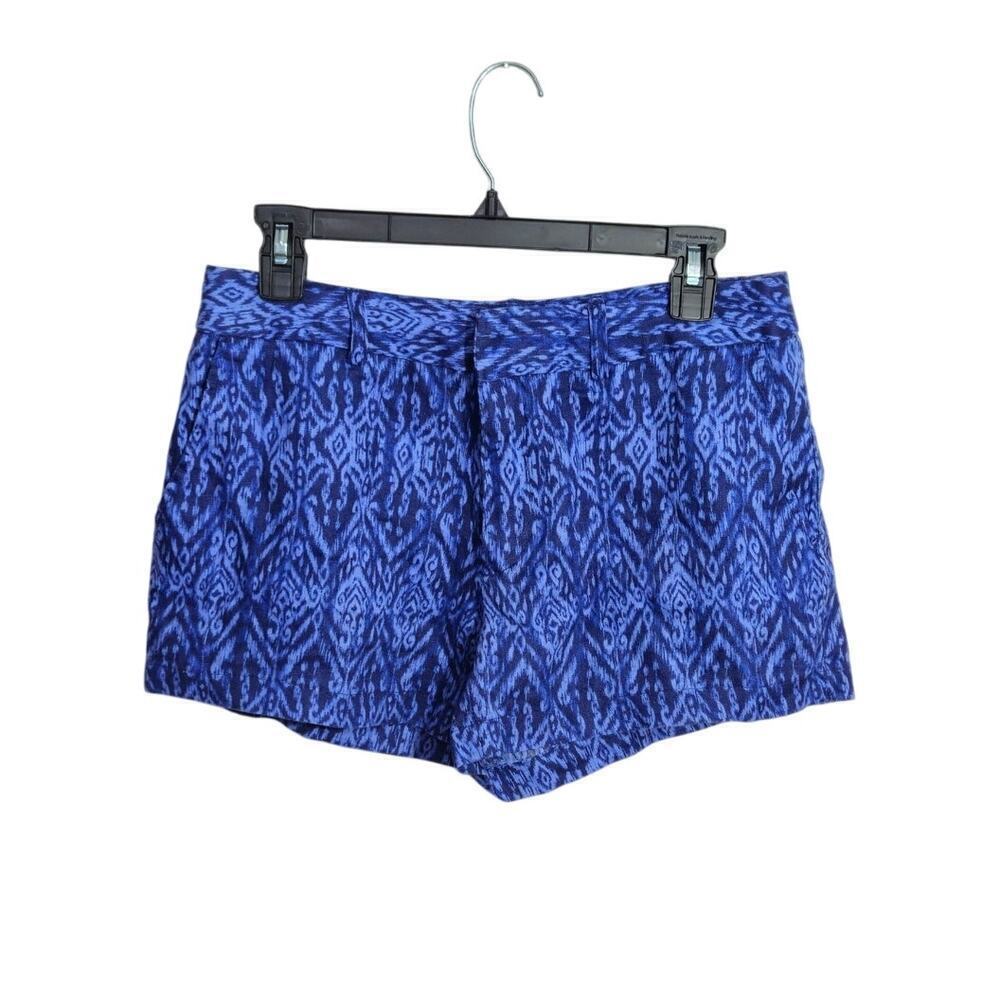 Cynthia Rowley Women's 100% Blue Linen Shorts Size 6 Small